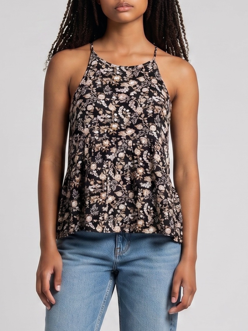 American Eagle Outfitters Women’s Floral Summer Tank Top in Black, Size: XS